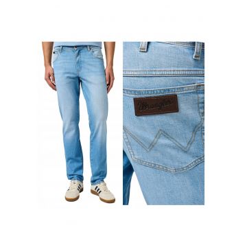 Blugi Barbati -  Texas Slim - Slim Fit - Talie Medie - 5 Buzunare - Fermoar - Lungi - Bumbac - W34-L32 US - Albastru