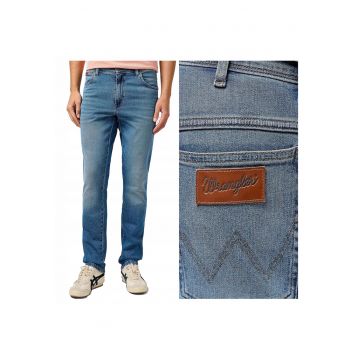 Blugi Barbati -  Texas Slim - Straight Fit - Talie Medie - 5 Buzunare - Fdwqfermoar - Lungi - Bumbac - Albastru - Albastru