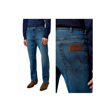 Blugi Barbati -  Texas - Straight Fit - Talie Medie - 5 Buzunare - Fermoar - Lungi - Bumbac - W32-L30 US - Albastru