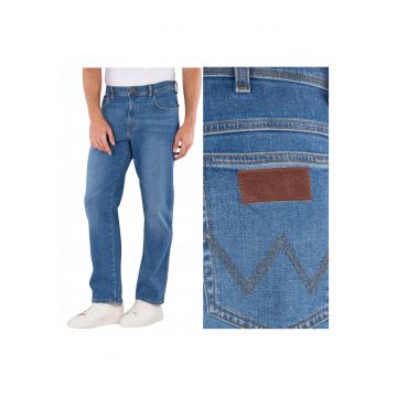 Blugi Barbati -  Texas - Straight Fit - Talie Medie - 5 Buzunare - Fermoar - Lungi - Bumbac - W36-L32 US - Albastru