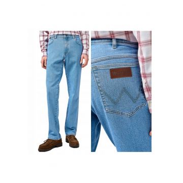 Blugi Barbati -  Texas - Straight Fit - Talie Medie - 5 Buzunare - Fermoar - Lungi - Bumbac - W38-L32 US - Albastru