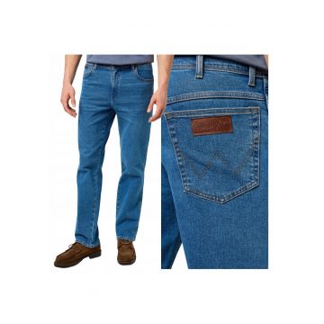 Blugi Barbati -  Texas Straight - Straight Fit - Talie Medie - 5 Buzunare - Fermoar - Lungi - Bumbac - W33-L30 US - Albastru