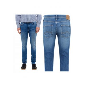 Blugi Barbati -  Vegas Slim - Slim Fit - Talie Medie - 5 Buzunare - Fermoar - Lungi - Bumbac - W36-L30 US - Albastru