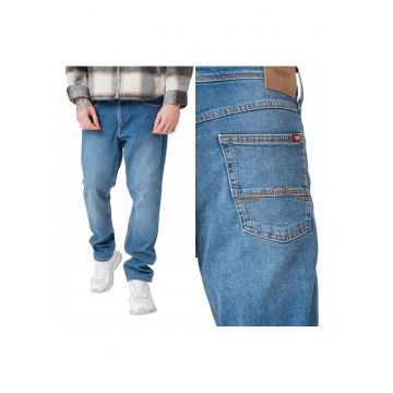 Blugi Barbati -  Washington Straight - Straight Fit - Talie Medie - 5 Buzunare - Fermoar - Lungi - Bumbac - W34-L30 US - Albastru