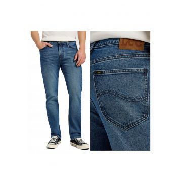 Blugi Barbati -  West - Straight Fit - Talie Medie - 5 Buzunare - Fermoar - Lungi - Bumbac - W31-L30 US - Albastru