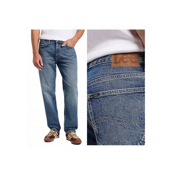 Blugi Barbati -  West - Straight Fit - Talie Medie - 5 Buzunare - Fermoar - Lungi - Bumbac - W32-L32 US - Albastru