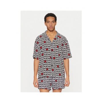 Camasa barbati  negru/ alb - din bumbac