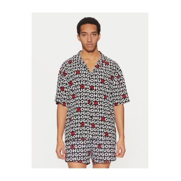 Camasa barbati  negru/ alb - din bumbac