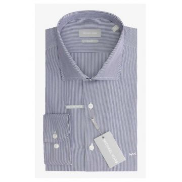 Camasa barbati  slim fit - elastic - albastru-alb - bumbac