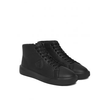 Ghete barbati  Lea Blk Black - piele ecologica - negru - Negru