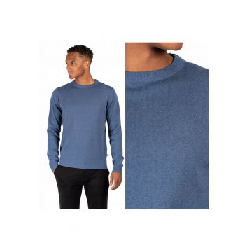 Pulover Barbati -  Dustin - Regular Fit - Fara Inchidere - Decolteu Rotund - Maneci Lungi - Fara Buzunare - Bumbac - 2XL INTL - Albastru