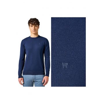 Pulover Barbati -  Knit Sweater - Regular Fit - Fara Inchidere - Decolteu Rotund - Maneci Lungi - Fara Buzunare - Bumbac - 4XL INTL - Albastru