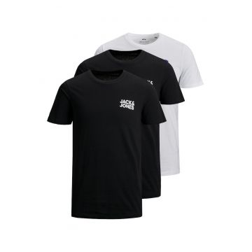 Set 3 tricouri barbati - Jack Jones - alb - negru - 100% bumbac organic