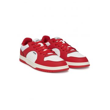 Tenisi barbati  Open Red 640 - piele ecologica - alb si rosu -
