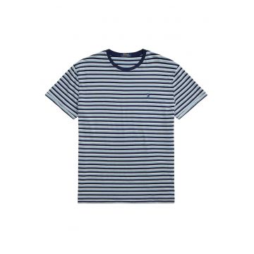 Tricou  barbati - albastru - bumbac - cu dungi