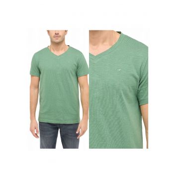 Tricou Barbati -  Amado - Regular Fit - Maneca Scurta - Decolteu Rotund - Cu Logo - Bumbac - Design Clasic - XL INTL - Verde