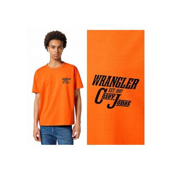 Tricou Barbati -  Casey Graphic Tee - Regular Fit - Maneca Scurta - Decolteu Rotund - Cu Logo - Bumbac - Design Clasic - 2XL INTL - Portocaliu