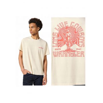 Tricou Barbati -  Graphic Tee - Regular Fit - Maneca Scurta - Decolteu Rotund - Cu Logo - Bumbac - Design Clasic - S INTL - Bej