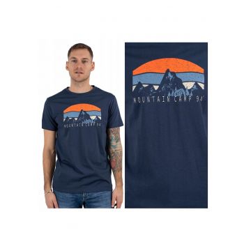 Tricou Barbati -  Ketil - Regular Fit - Maneca Scurta - Decolteu Rotund - Cu Logo - Bumbac - Design Clasic - XL INTL - Albastru