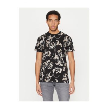 Tricou barbati  negru - bumbac - imprimeu abstract