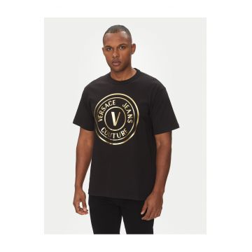 Tricou barbati  negru - bumbac - imprimeu logo auriu