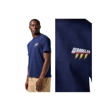 Tricou Barbati -  Small Graphic Tee - Regular Fit - Maneca Scurta - Decolteu Rotund - Cu Logo - Bumbac - Design Clasic - Albastru - Albastru