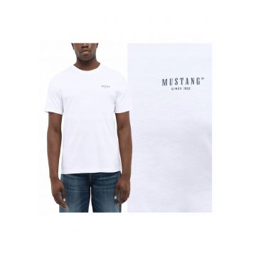 Tricou Barbati -  Style Austin - Regular Fit - Maneca Scurta - Decolteu Rotund - Cu Logo - Bumbac - Design Clasic - 6XL INTL - Alb