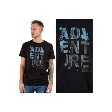 Tricou Barbati -  Willow - Regular Fit - Maneca Scurta - Decolteu Rotund - Cu Logo - Bumbac - Design Clasic - Negru - Negru