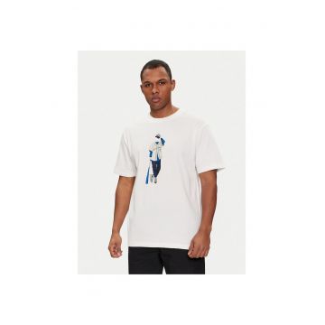 Tricou sport barbati  cu imprimeu - alb - bumbac -