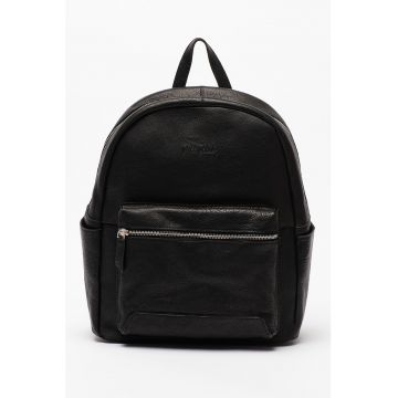 Rucsac de piele cu buzunar frontal cu fermoar