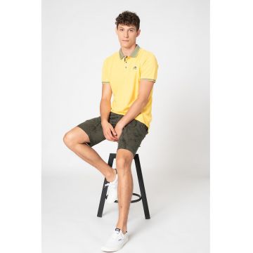 Tricou polo din bumbac cu broderie logo pe piept - Galben