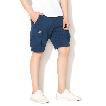 Bermude cargo cu imprimeu tropical Nellary - Albastru inchis