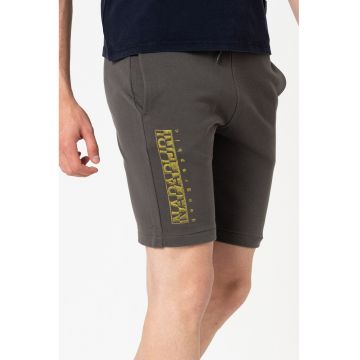Bermude cu logo Nallar - Verde lime/Gri inchis