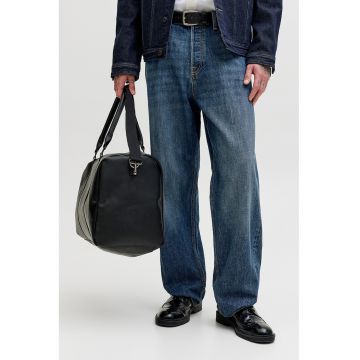 Blugi cu croiala ampla si talie medie - Albastru inchis