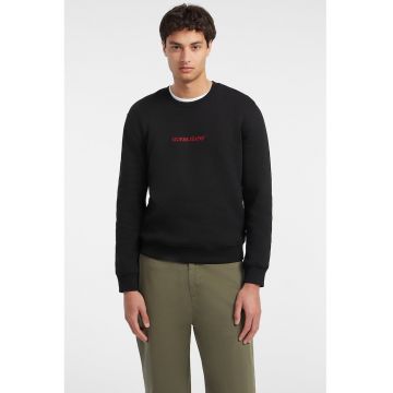 Bluza de trening slim fit cu broderie - Negru