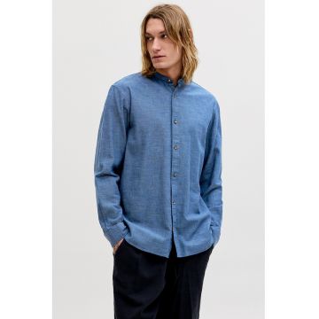 Camasa din amestec de bumbac organic si in - Albastru royal