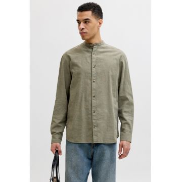 Camasa din amestec de bumbac organic si in - Verde sparanghel