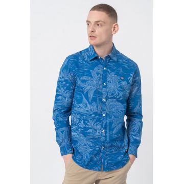 Camasa slim fit cu imprimeu tropical Gesin - Albastru