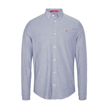 Camasa slim fit din amestec de bumbac organic - Alb/Albastru