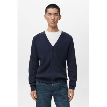 Cardigan cu decolteu in V si nasturi - Bleumarin