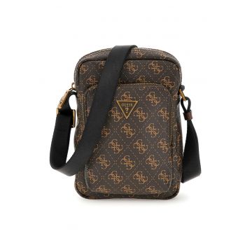 Geanta crossbody cu imprimeu logo Vezzola - Maro inchis/Portocaliu persan