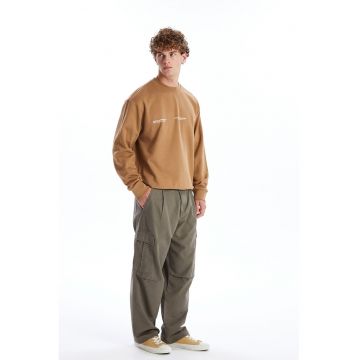 Pantaloni cargo cu talie medie - Maro camel