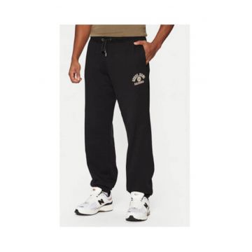 Pantaloni de trening uni din bumbac cu snur in talie