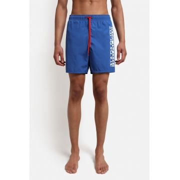 Pantaloni scurti de baie cu snur si imprimeu - Albastru royal