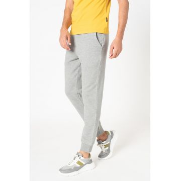 Pantaloni sport din amestec de bumbac cu snur - Gri deschis melange