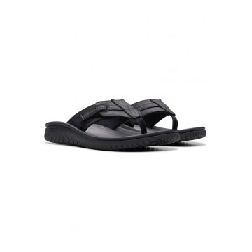 Papuci flip-flop barbati  26176988 - Piele naturala - Negru - Negru