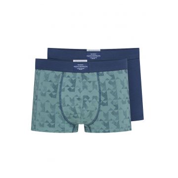 Set 2 perechi boxeri barbati -  Bumbac - Albastru/Verde inchis - Verde inchis/Albastru