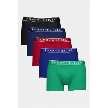 Set de boxeri cu banda logo in talie - 5 perechi - Visiniu/Negru/Albastru