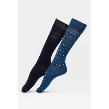 Set de sosete lungi cu model - 2 perechi - Albastru inchis/Albastru ultramarin