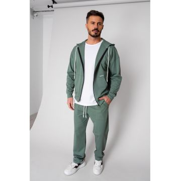 Set Loren din bumbac Jacheta si pantalon Dark Olive 19292 - Verde masliniu inchis